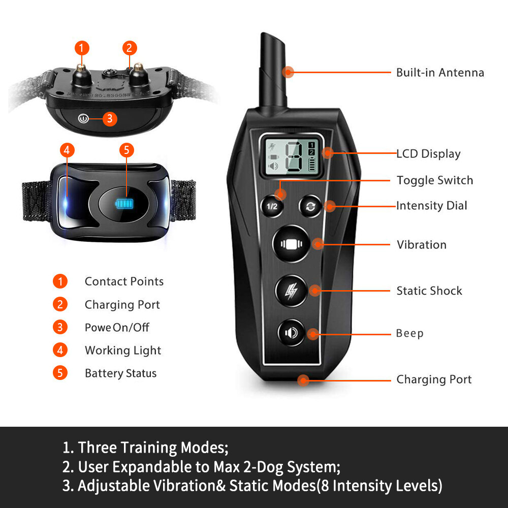 650 Yard Remote Training Shock Collar Waterproof for Small Medium Large Dogs