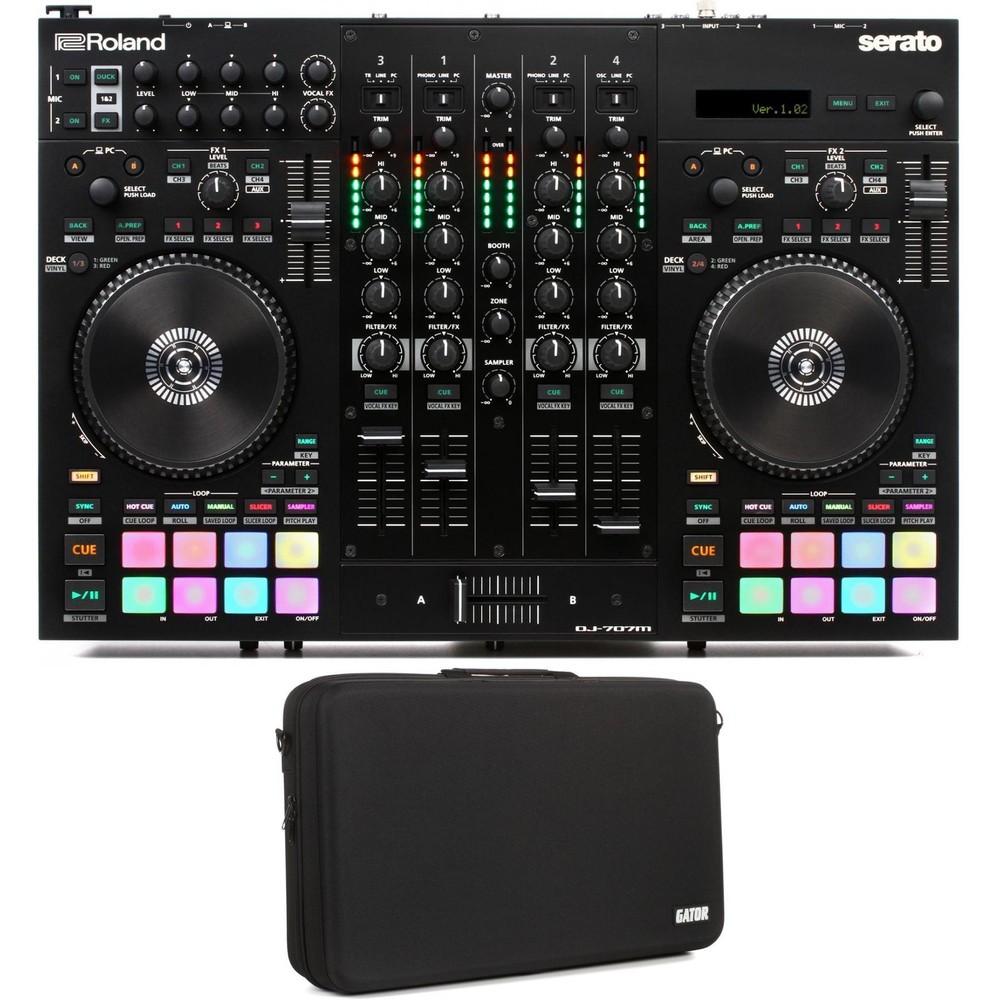 Roland DJ-707M 4-deck Serato DJ Pro Controller with Utility Case