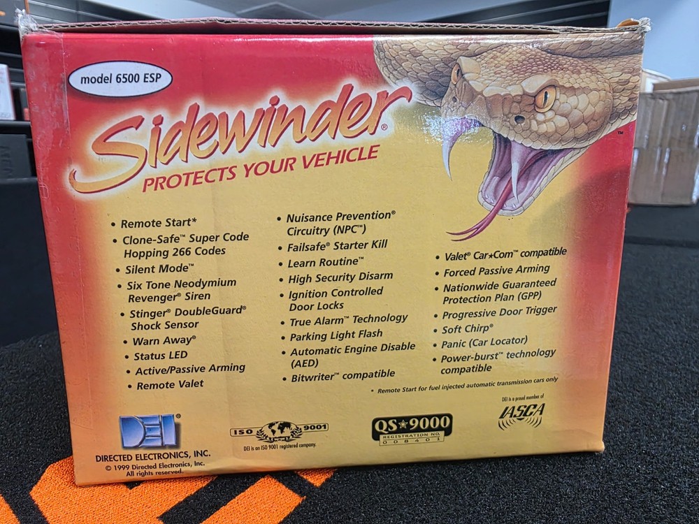 SIDEWINDER DEI alarm system remote start keyless entry 553S 6500ESP OLD SCHOOL