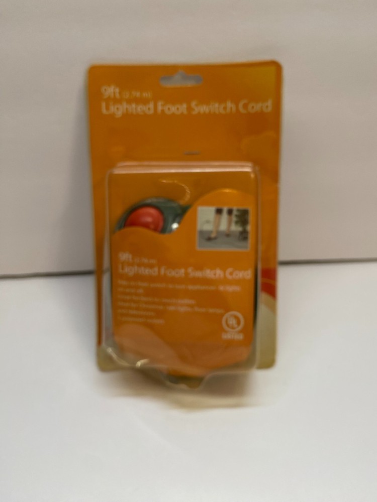 Living Solutions 9ft Lighted Foot Switch Cord New