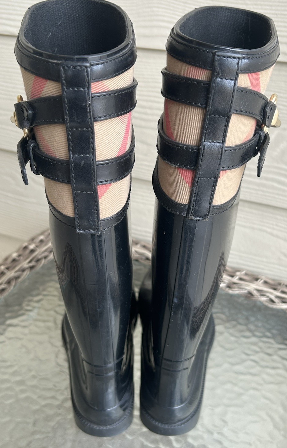 Women's BURBERRY Rubber NOVA CHECK Rain Boots sz 38