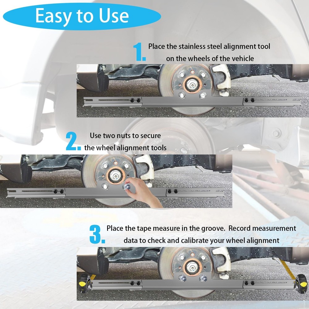 Ertuohg Wheel Alignment Tool Plates, Stainless Steel Toe Silver