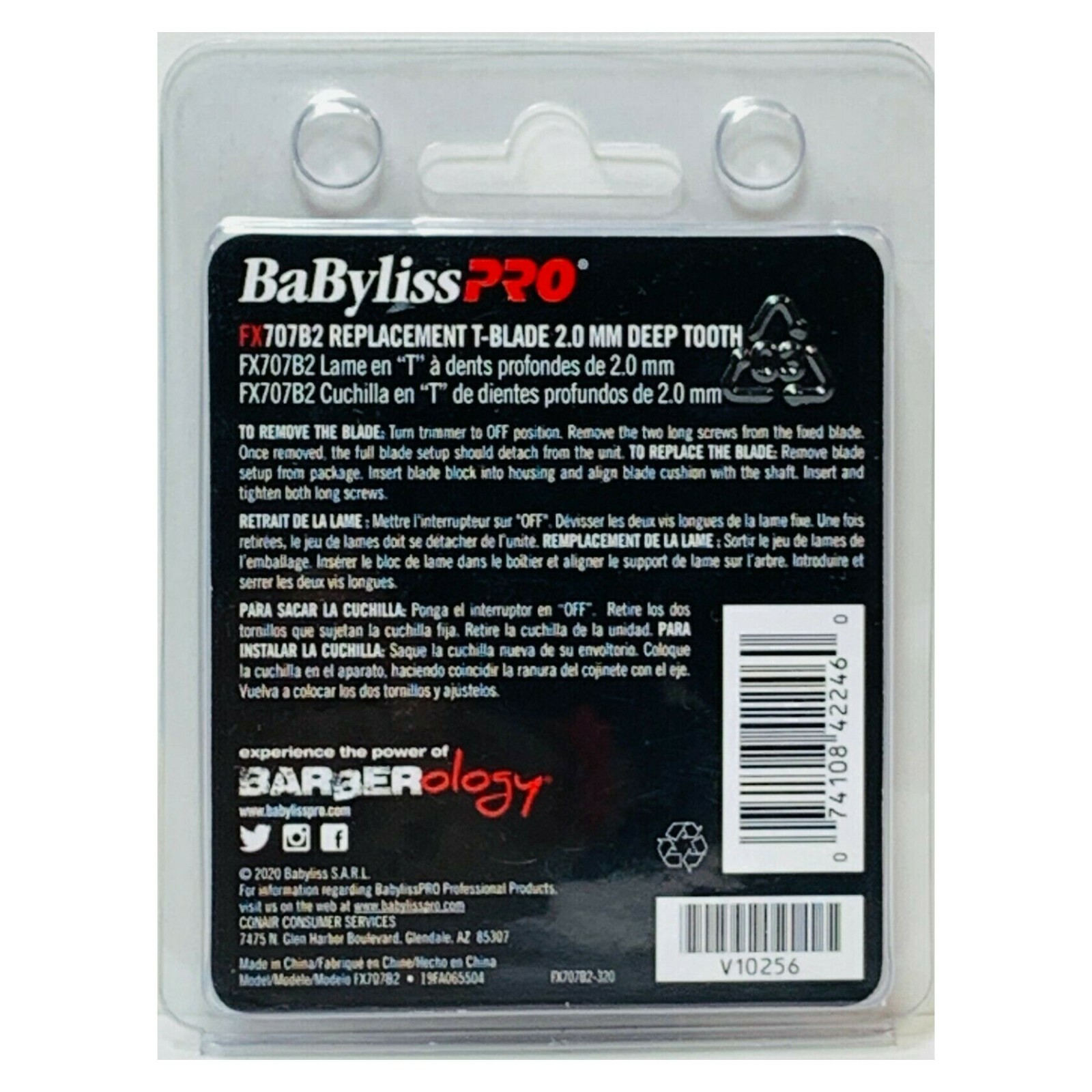 BaByliss PRO FX707B2 Replacement Graphite T-Blade Deep Tooth 2.0 mm for FX787.