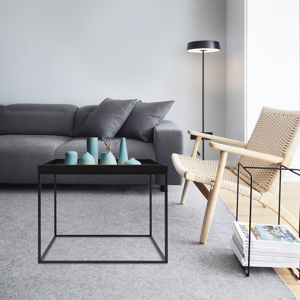 24" Square Table Metal Frame Table Portable Office Side End Table Camping Table