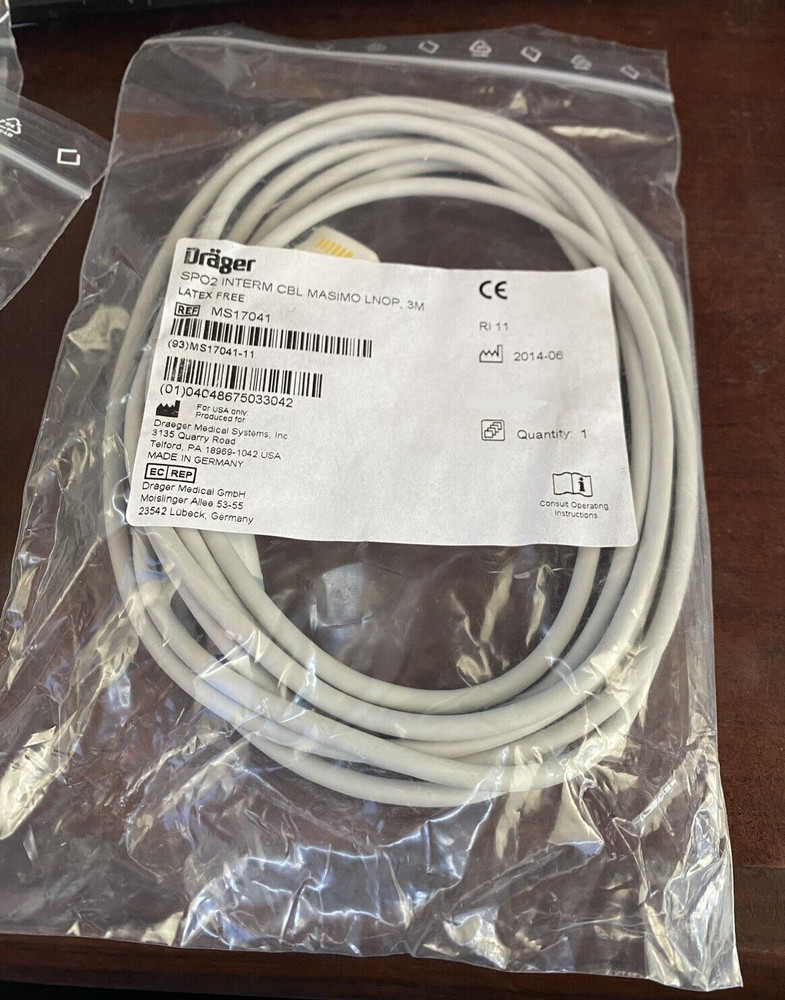 Drager SpO2 INTERM CBL MASIMO LNOP 3m, REF MS17041