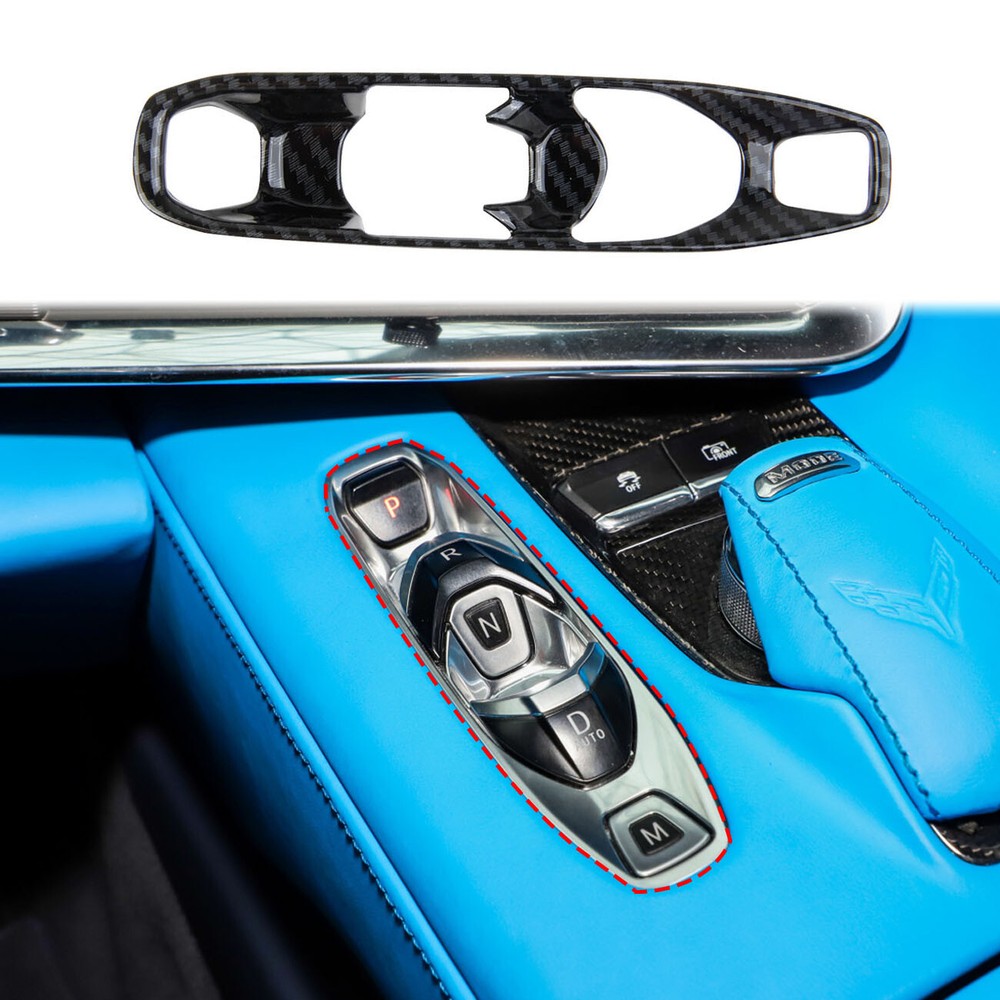 Carbon Style Central Control Gear Shift Panel Trim For Chevrolet Corvette C8