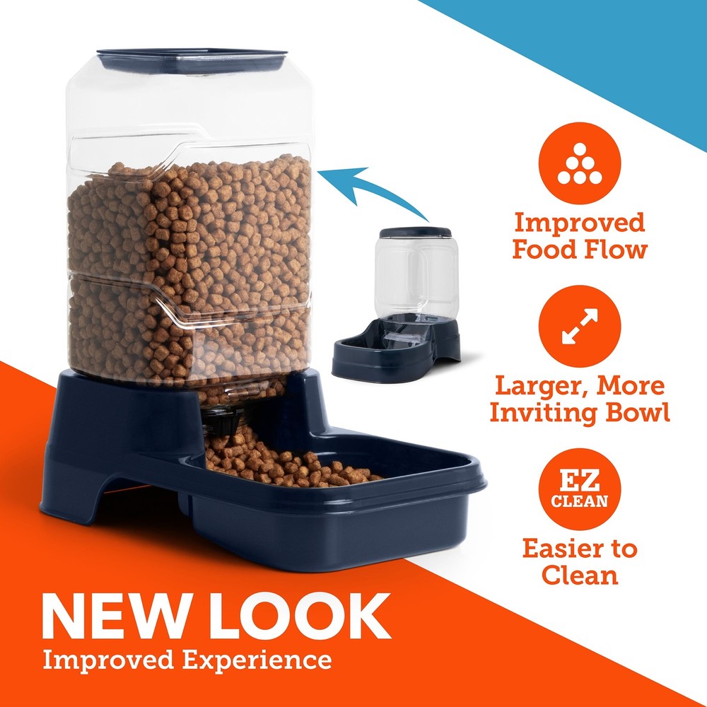 Gravity Pet Feeder for Dogs and Cats, Medium, Navy, 5 Pound Capacity