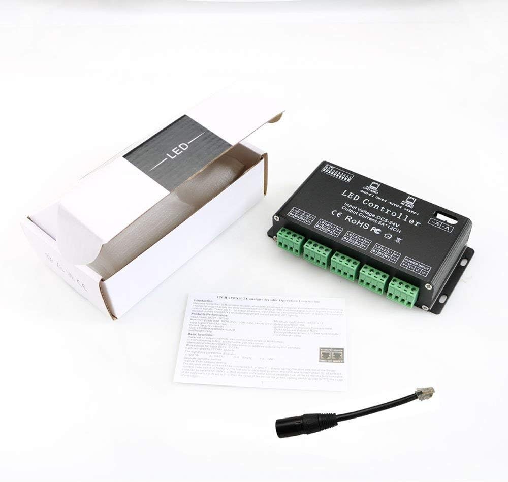 Professional RGB LED Light Controller - 12 Channels DMX512 Decoder Dimmer Driver