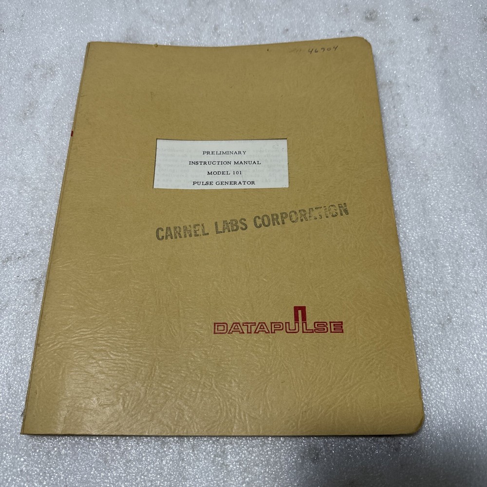 Datapulse Model 101 Pulse Generator Preliminary Instruction Manual