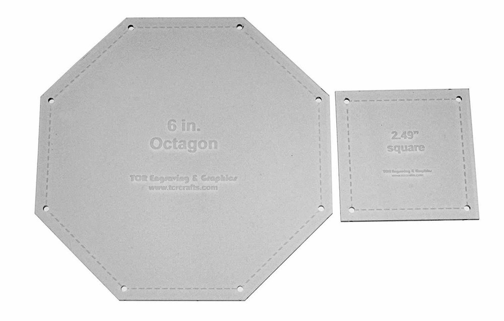 Matching Square/Octagon Set Templates. 6". - Clear 1/8"