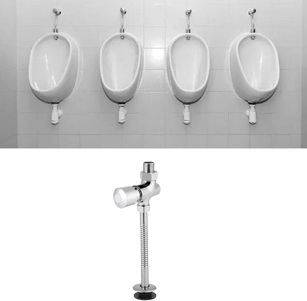 Toilet Urinal Flush Valve Button Type Manual Delay Automatic Shutoff Polished Ch