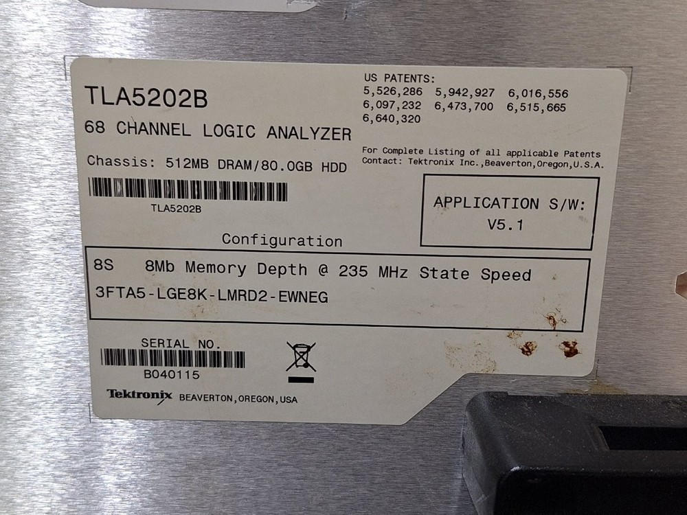 Tektronix TLA5202B Logic Analyzer 68ch 2GHz Digital Logic Analyzer Tested