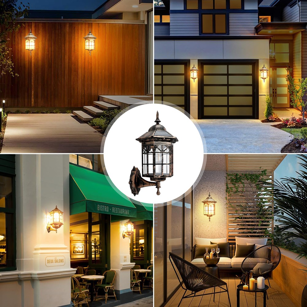 2PCS Solar Wall Lantern Light Dusk To Dawn LED Sconce Lamp Porch Outdoor Lamp