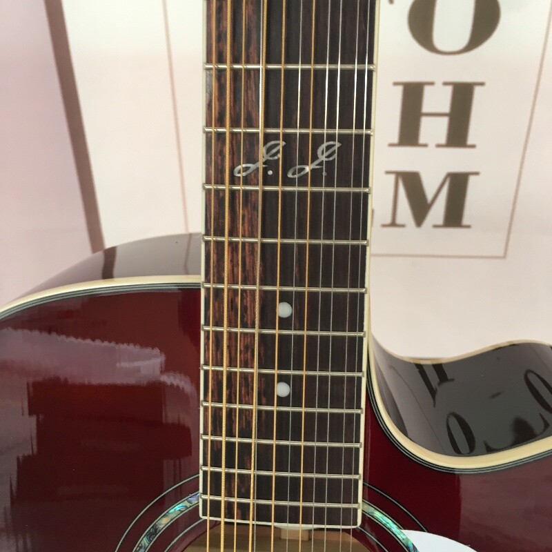TKM 12-String Cutaway Acoustic Electric Guitar Red Solid Spruce Top with Pickups