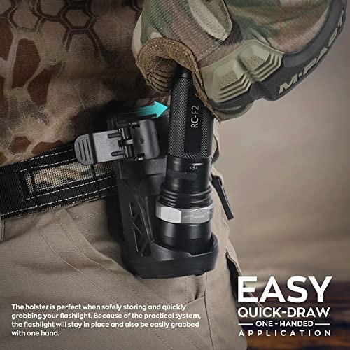 Adjustable Flashlight Holster for Belt - Rotatable Torch Holder with Side Lock S