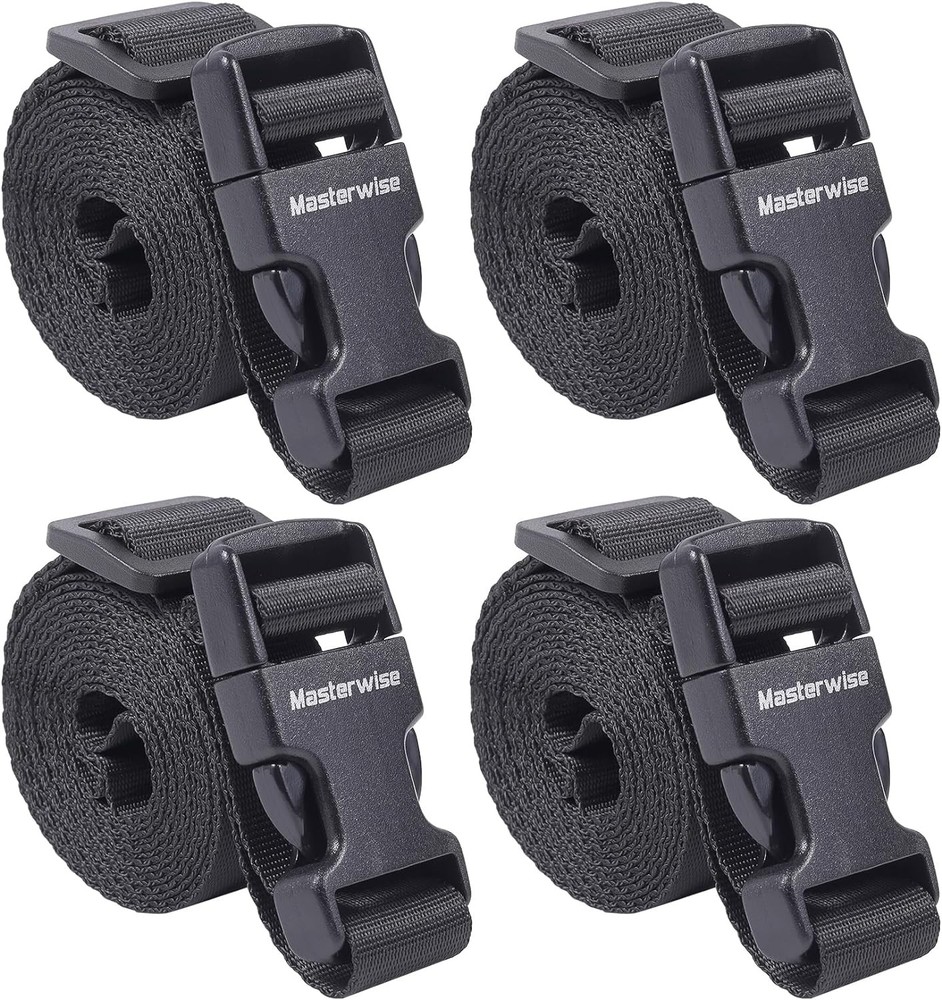 Buckle Straps with Clips, Adjustable Nylon 6’x1, Black