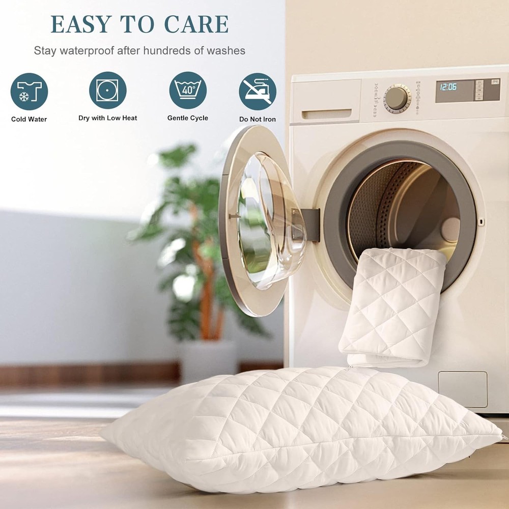 UNILIBRA Waterproof Pillow Protector Quilted Standard Protector, White