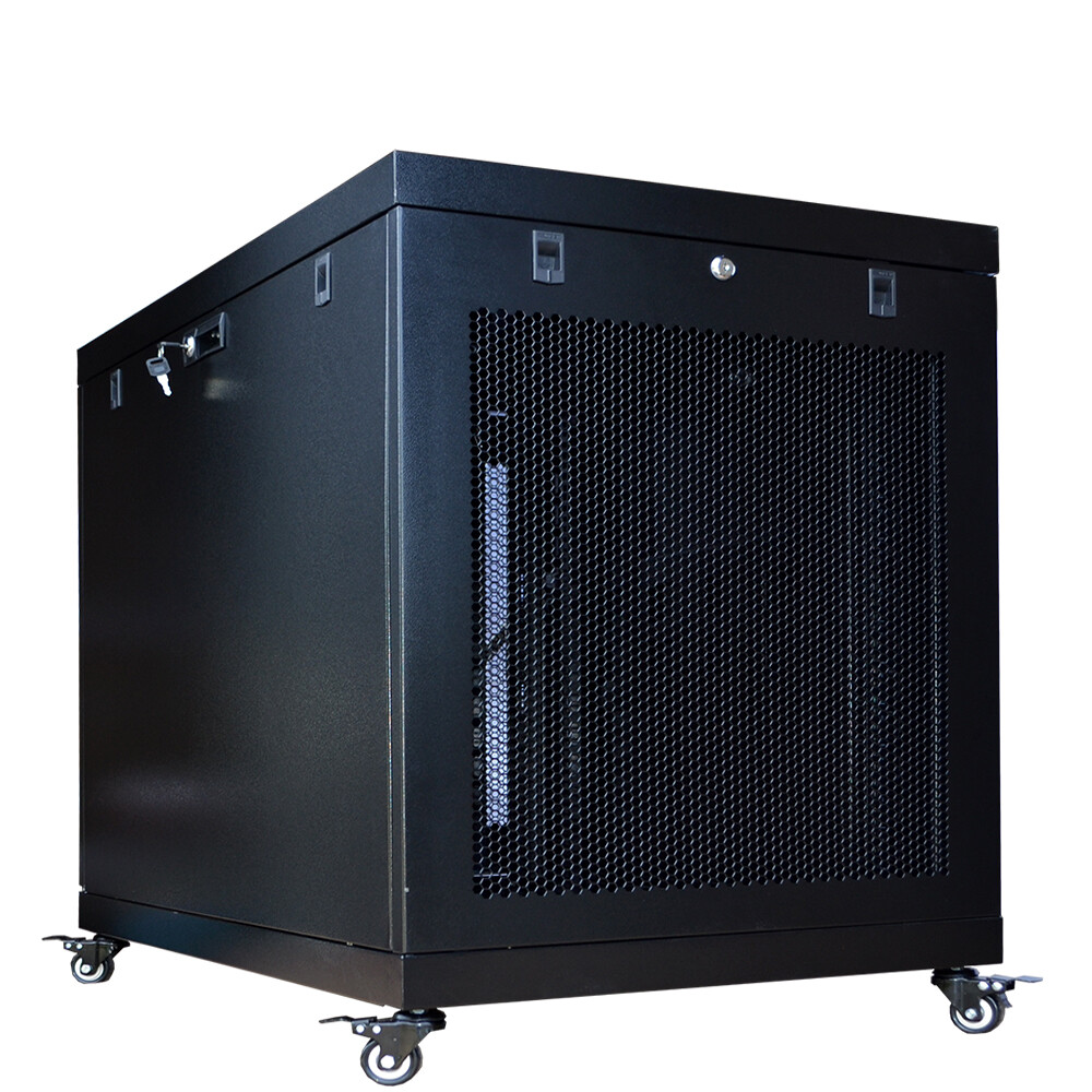 12U 35 Inch Depth Server Rack Cabinet Enclosure - Wheels-Thermosystem-LCD Screen