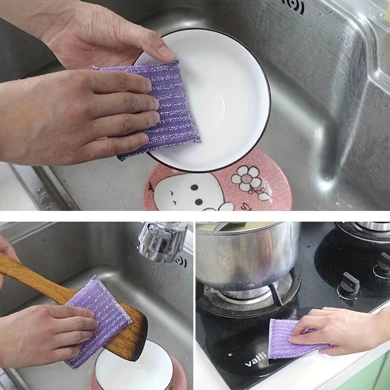 4pcs Home Double Side Dishwashing Brush Kitchen Multi-Purpose Cleaning Sponge