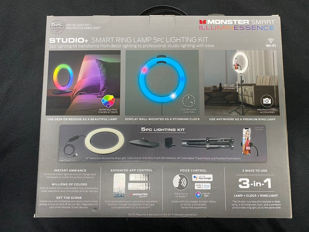 MONSTER SMART ILLUMINESSENCE STUDIO+ SMART RING LAMP 5pc 10" Ring Lighting Kit