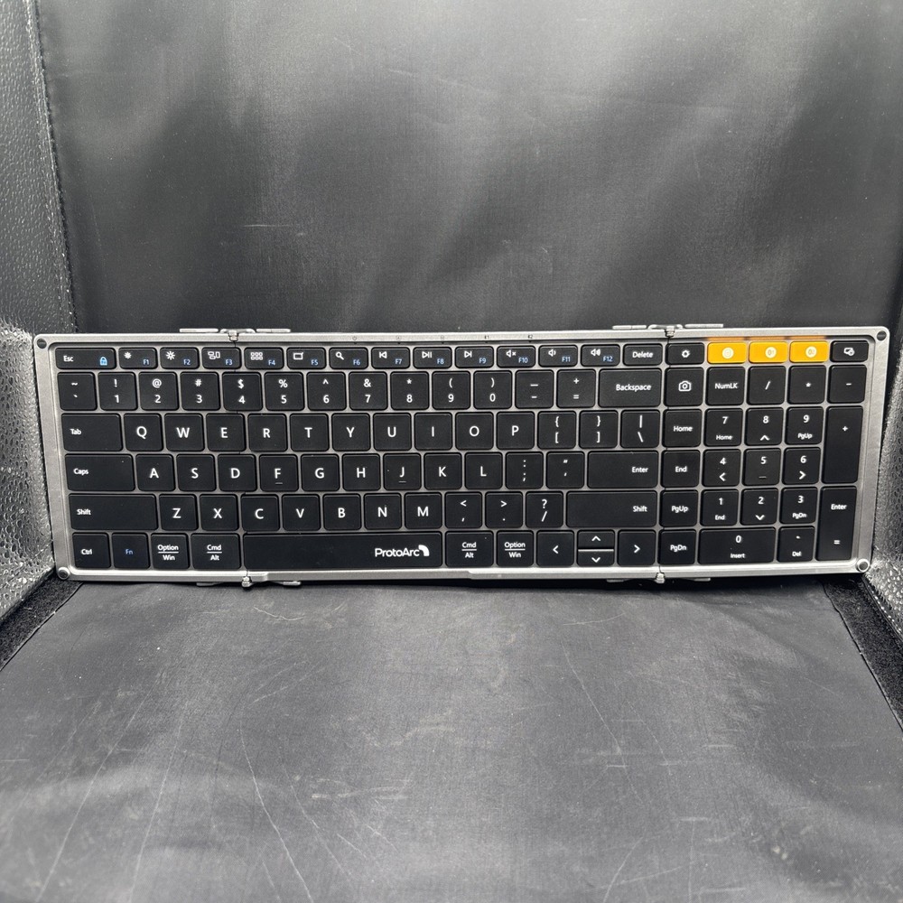 ProtoArc XKM01 Foldable Wireless Keyboard Mouse Combo, Rechargeable, Silver.