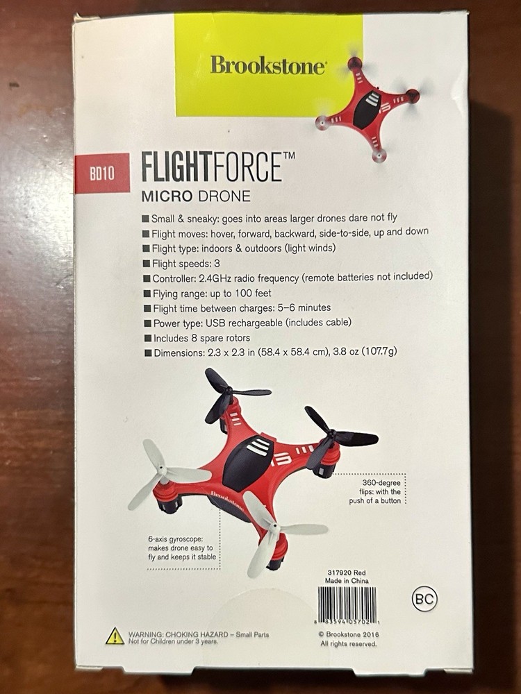 Brookstone Flightforce BD10 2.4ghz Micro Drone - NEW In Box