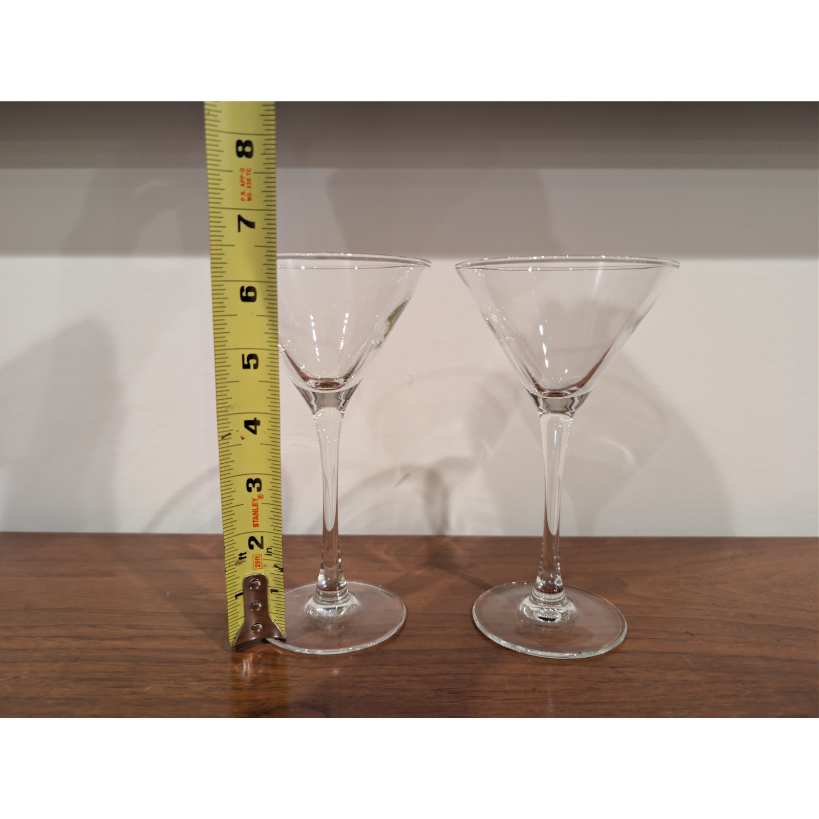 Set of 2 Vintage Mid Century Luminarc Martini Glasses | 7.5″ Tall Retro Barware
