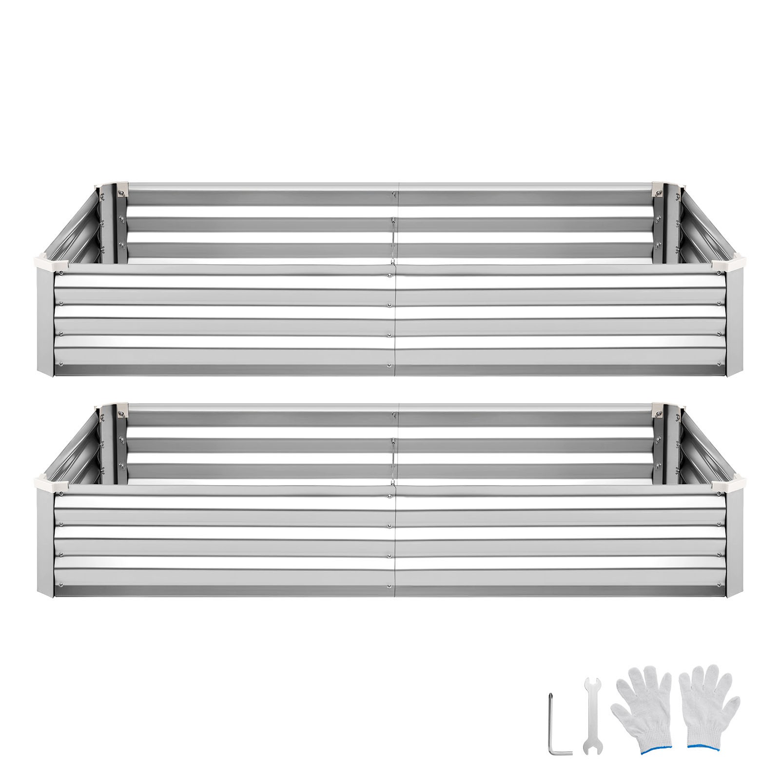 Uimoso 2 Pcs Galvanized Metal Raised Garden Beds 6x3x1ft Rectangular Planter Box