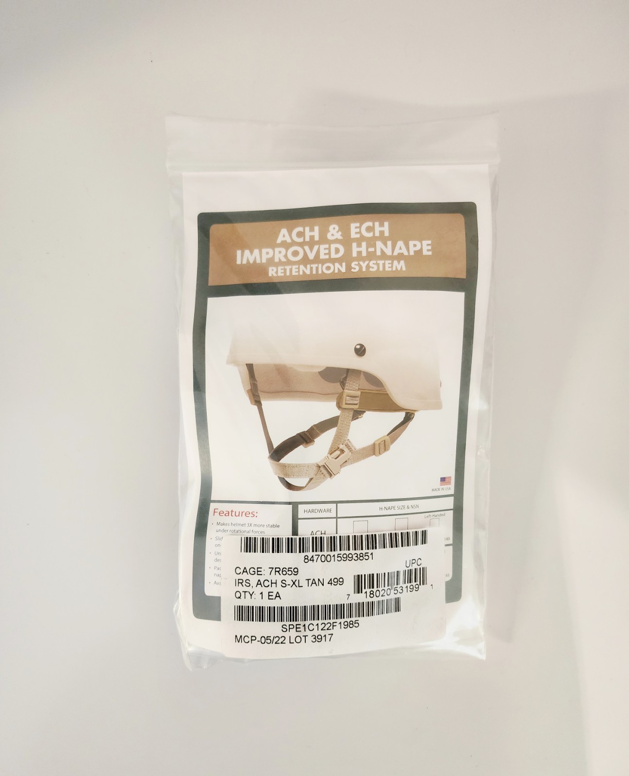 ACH & ECH IMPROVED H-NAPE RETENTION SYSTEM HEAD-LOC CHIN STRAP S/M/L/XL NEW 3851