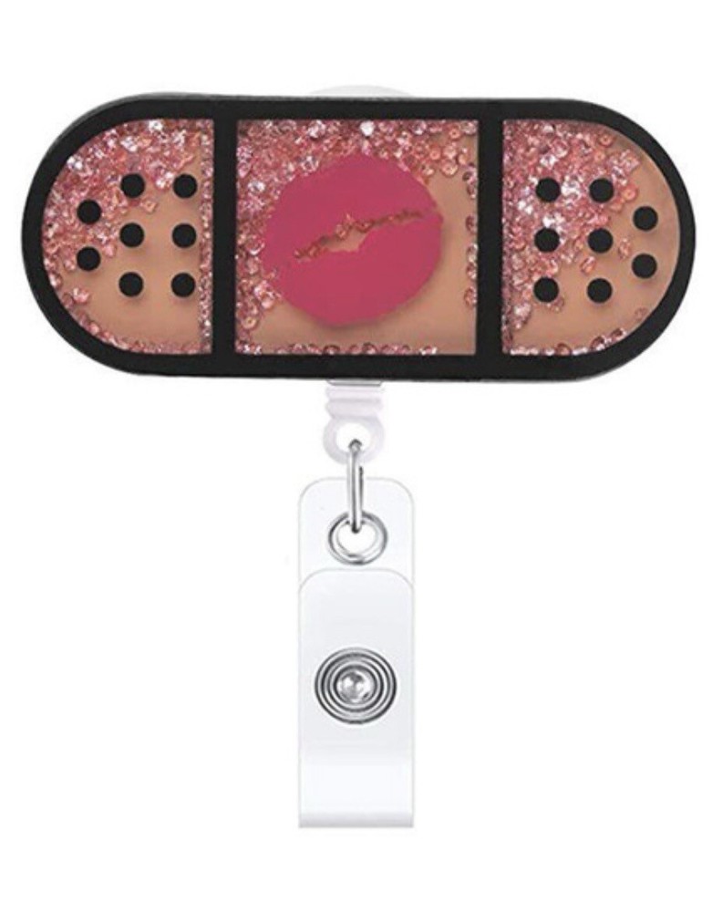 Lip Glitter Bandage badge reel