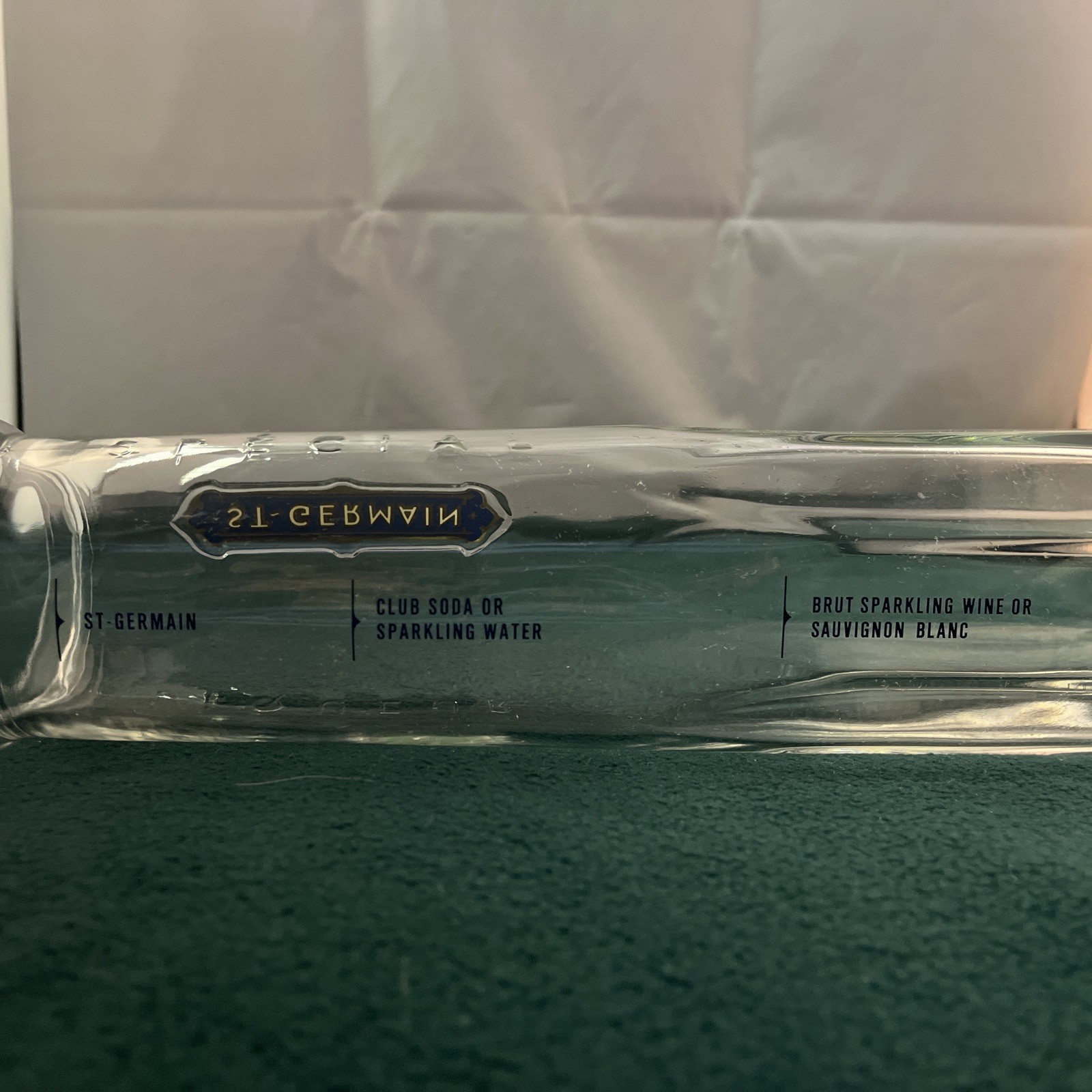 VTG St. Germain Special Liqueur 1L Cocktail Carafe with Recipe Markings, NO ROD