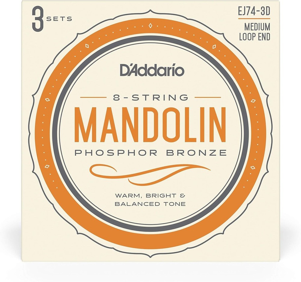 Phosphor Bronze Mandolin Strings, EJ74-3D, Medium Gauge 11-40, 3 Pack