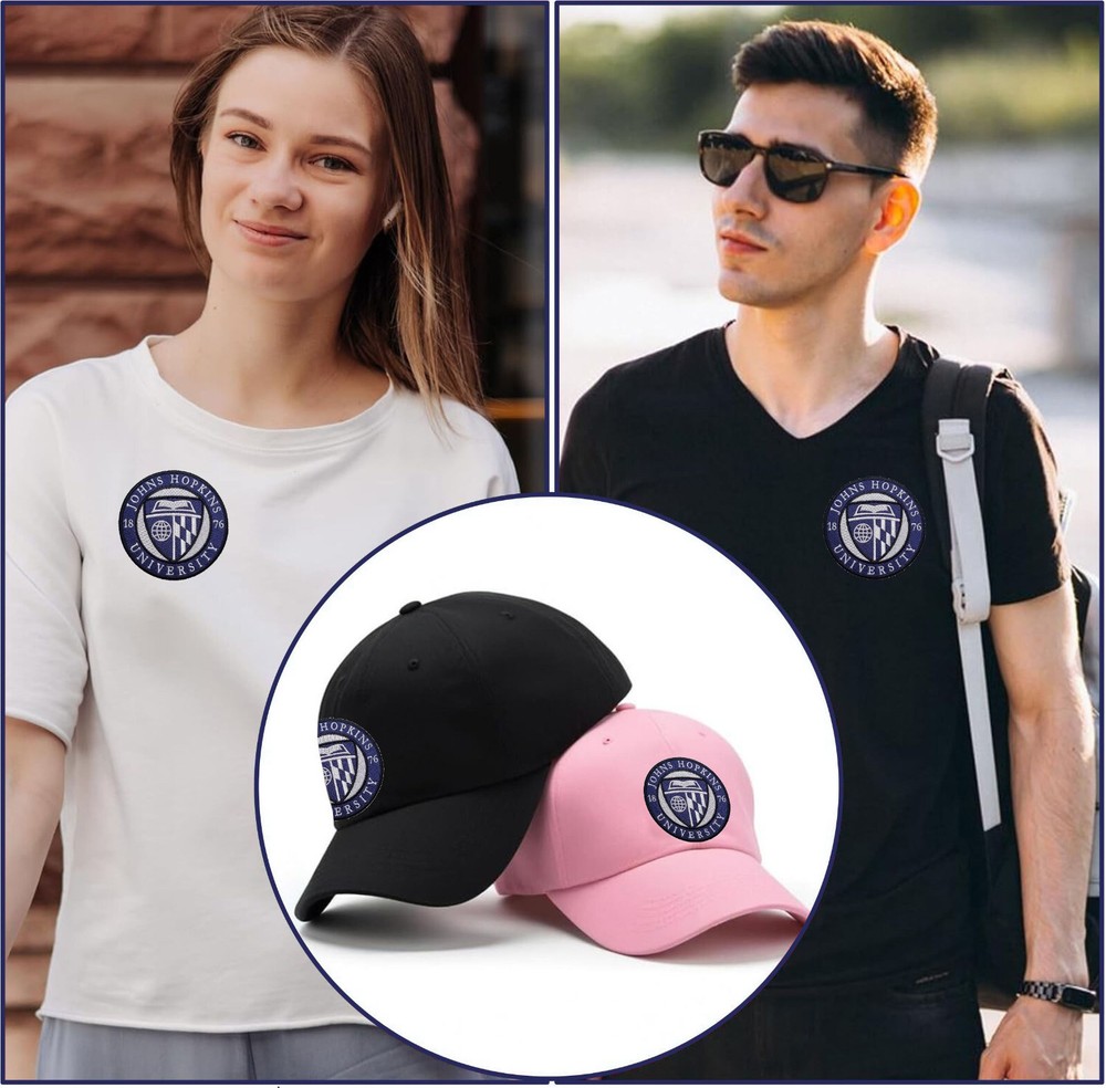 Johns Hopkins University Logo Iron On Patch-Sew Patch-Embroidered Patch 3.9"