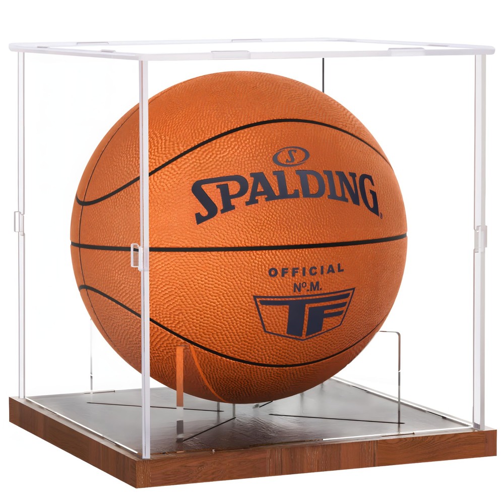 Fitense Basketball Display Case Acrylic Case, Walnut