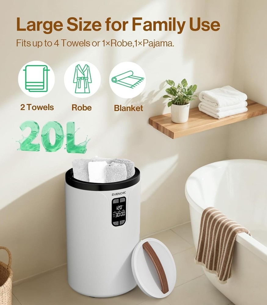 Towel Warmer 20L Hot Towel Warmer with Timer Adjustable Temp LED Display