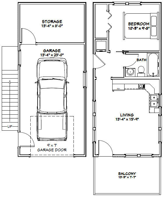 14x32 Tiny House -- 567 sq ft -- PDF FloorPlan -- Model 6E