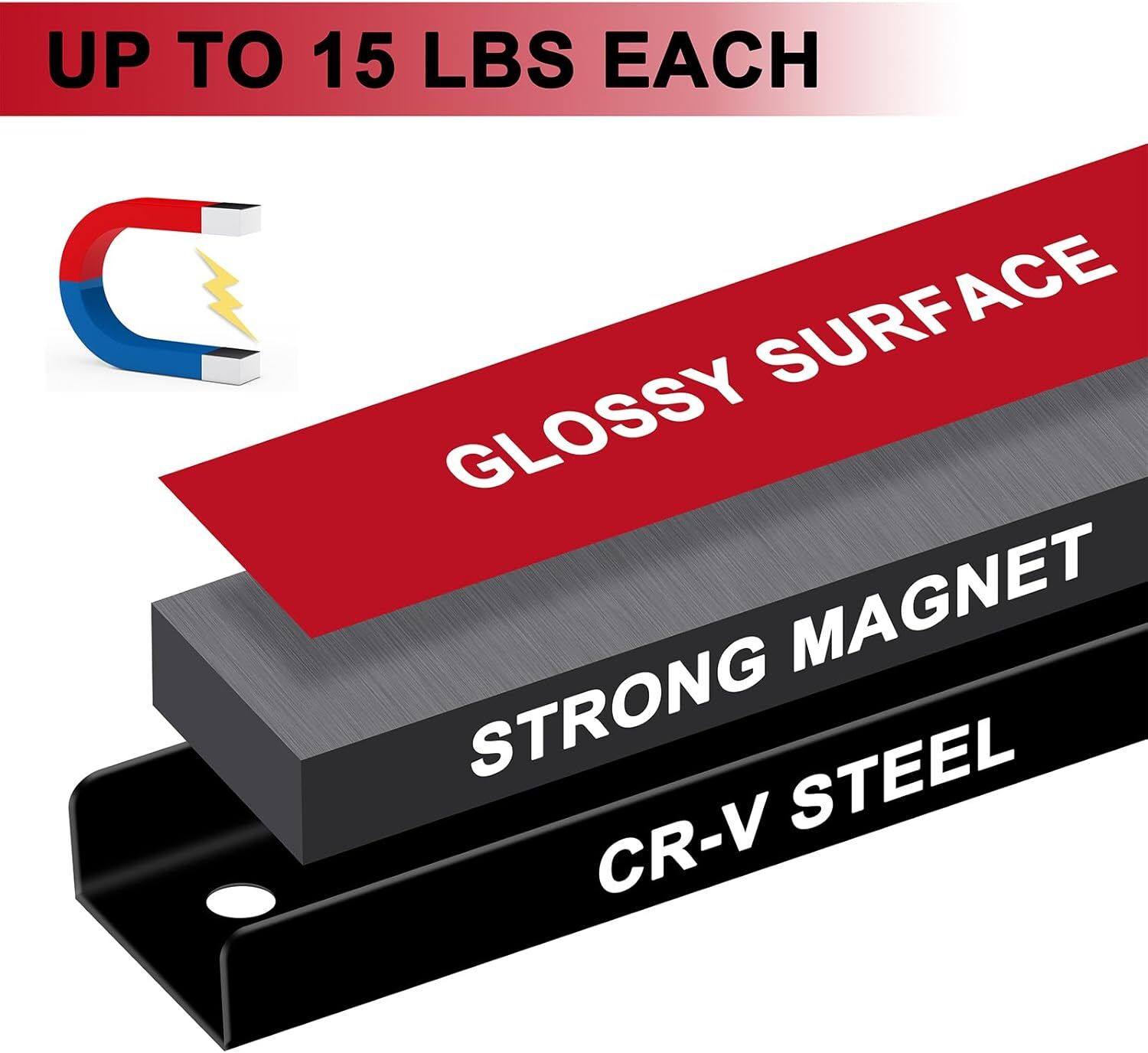 12" Magnetic Tool Holder Strip 6Packs Metal Magnet Tool Organizer Bar for Garage