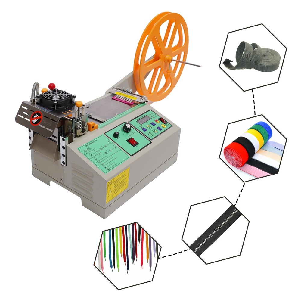 Webbing Cutting Machine Automatic Hot & Cold Tape Cutter for Elastic Band 280W