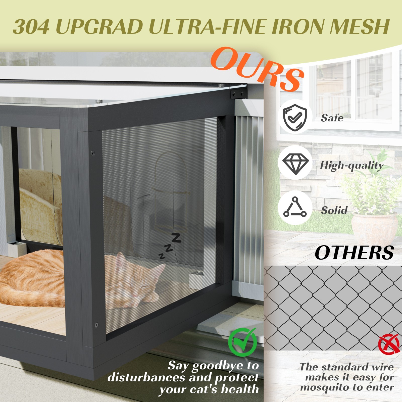Cat Window Box, Catio Outdoor Cat Enclosure with Bug Proof Wire Mesh