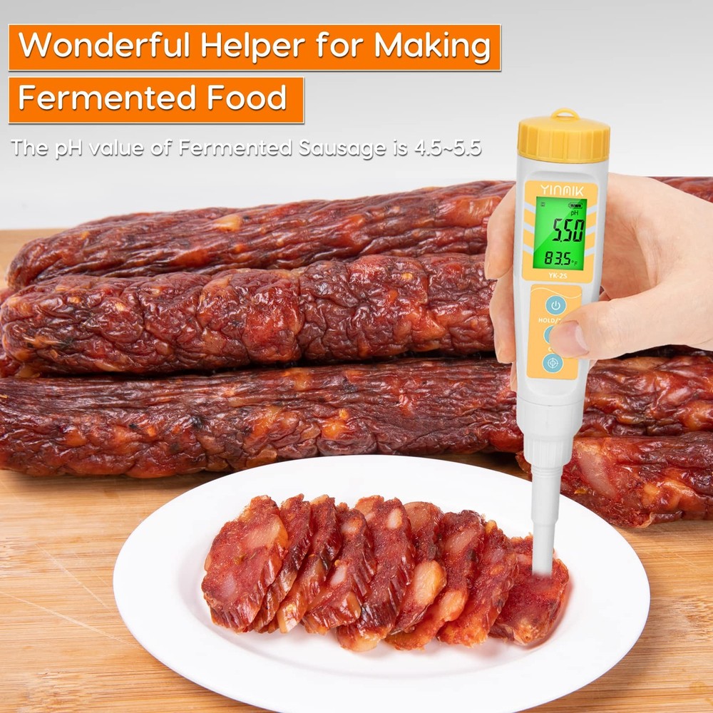 YINMIK Food pH Meter with Extra Replaceable Yellow New