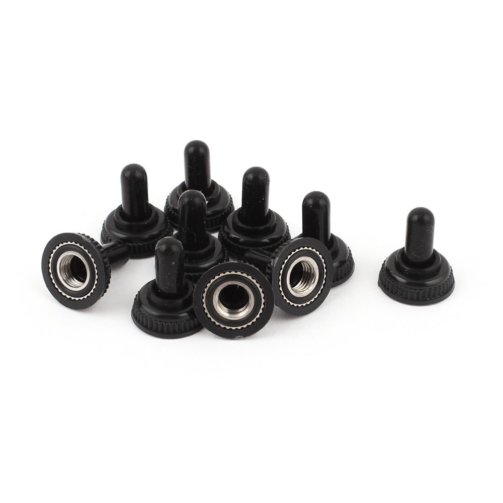 10PCS Mini Toggle Switch Waterproof Boot Rubber Cover Cap Black