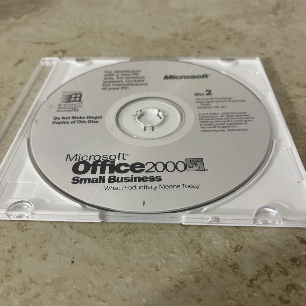 Microsoft Office 2000 Small Business Edition Full Version CD Discs only (No key)