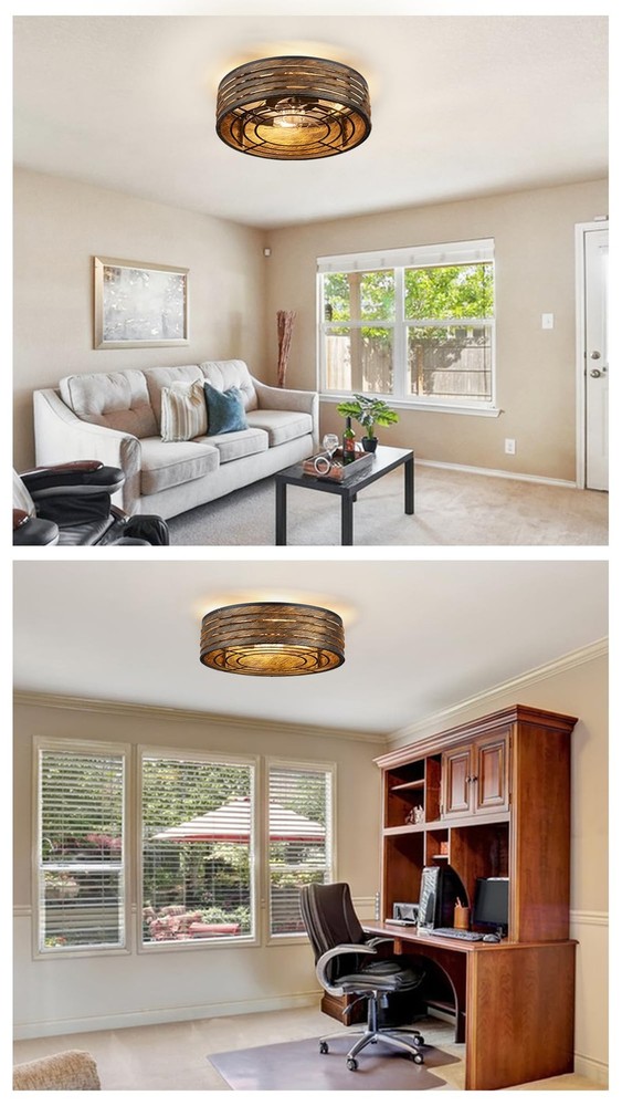 20'' Flush-Mount Smart Ceiling Fan with Dimmable-Light and Memory Remote APP/...