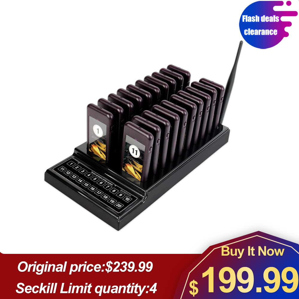Retekess T111 Restaurant 20 Coaster Wireless Paging Queuing Calling System Cafe