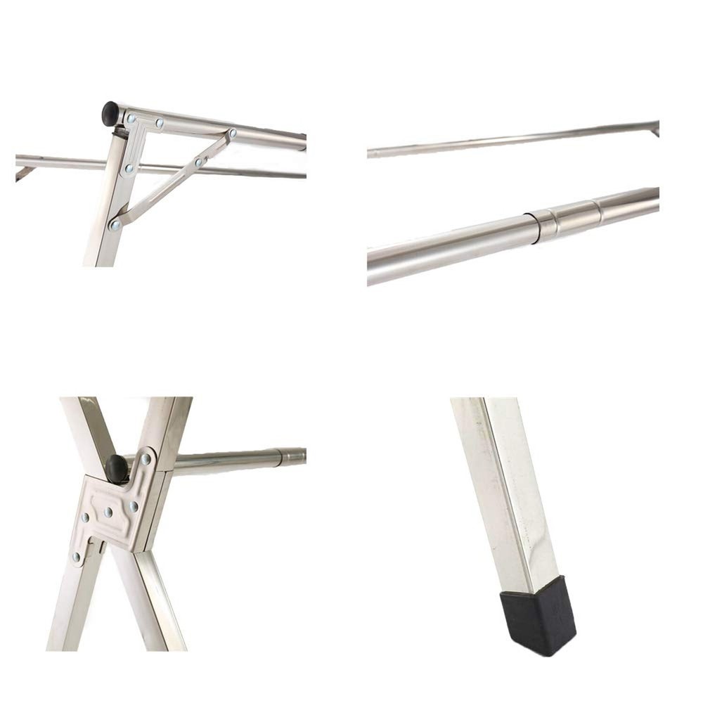 Clothes Drying Rack for Laundry Foldable Free of Installation Adjustable Stai...