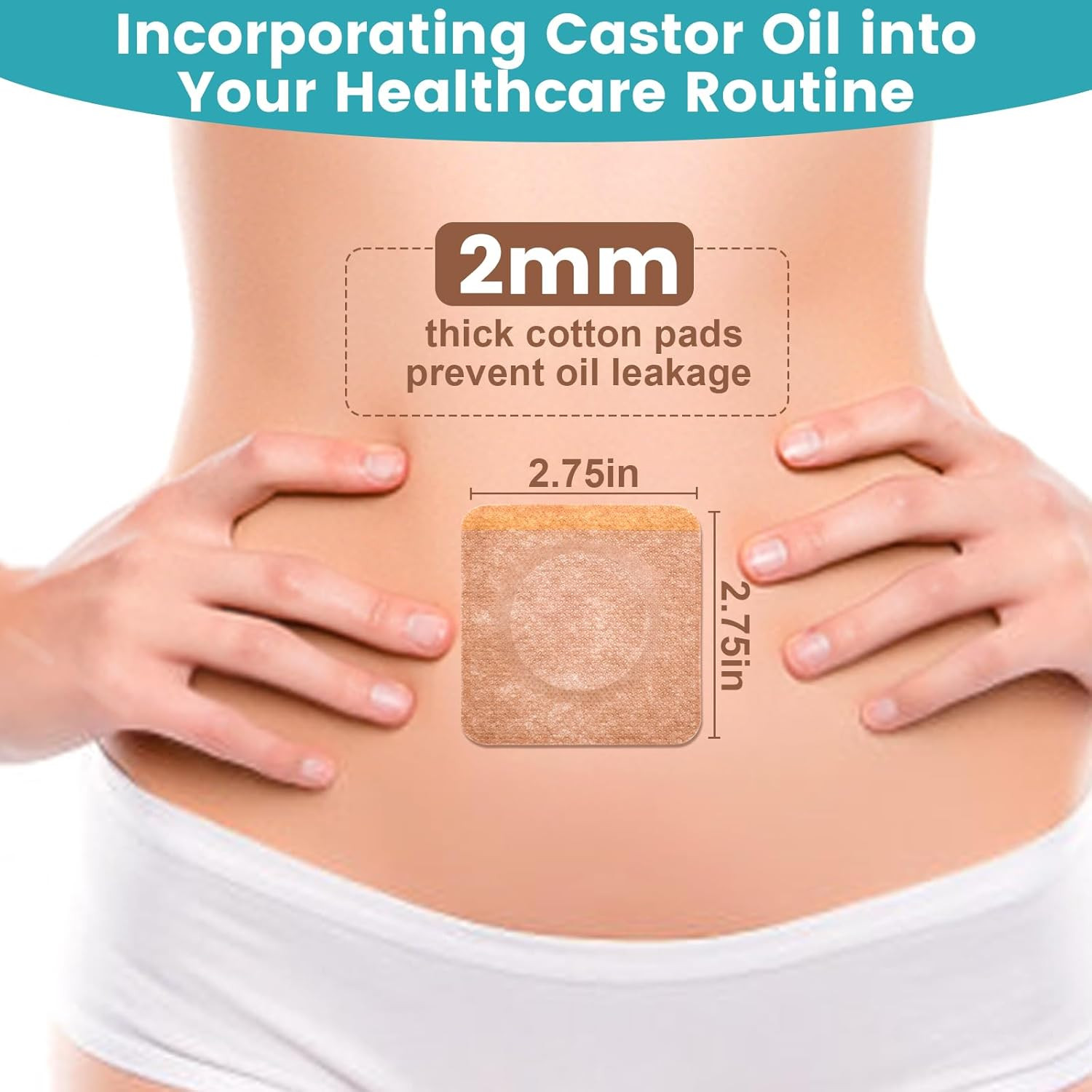 36Pcs Castor Oil Pack Wrap, Organic Cotton Castor Oil Patches for Belly Button,