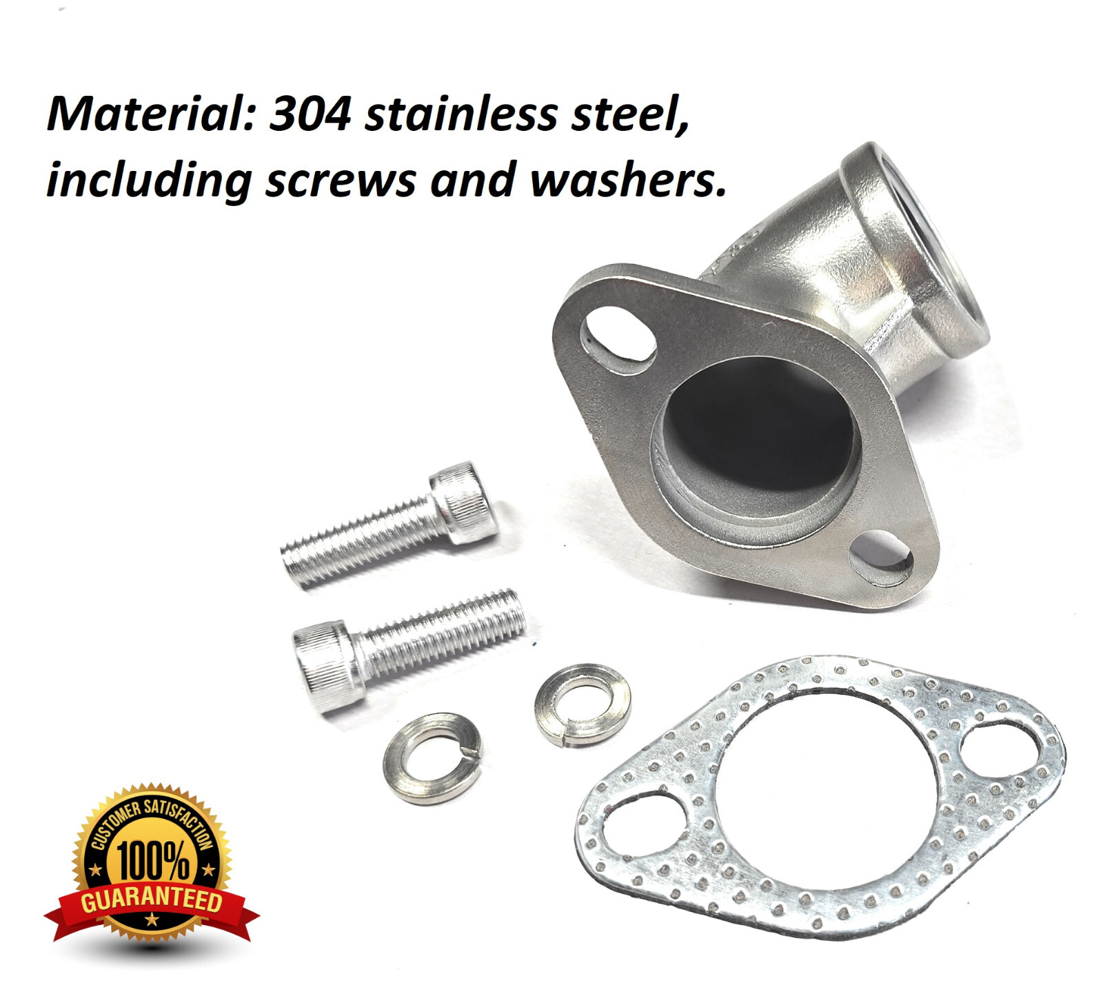 Stainless steel elbow exhaust port : Predator 301, 420. Honda GX 240, 270, 390.