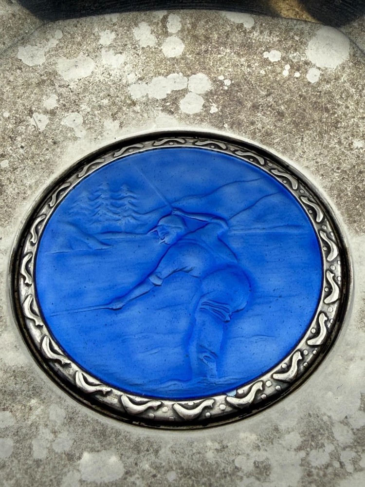 Ottar Hval Norway 830 Silver Enameled Dish