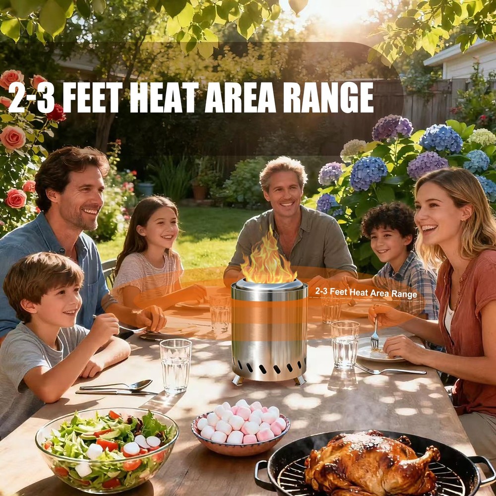 Tabletop Fire Pit - Smokeless 6 Inch Table Top Firepit for Outside silver