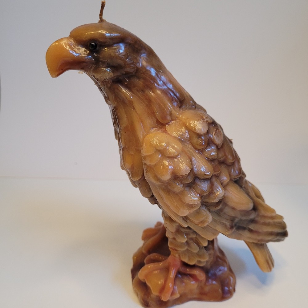 Vintage Solid Wax Bald Eagle Sculpted Candle 7" Tall Never Lit Nice See Descript